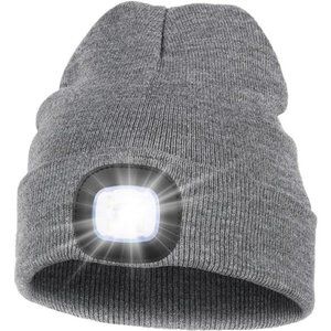 Unisex LED Beanie with Light, USB Rechargeable Hands Free LED Headlamp Hat